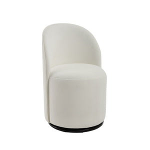 HomeRoots Velvet Swivel Arm Chair with Curved Back for Elegant and Stylish Dining Room Seating Cream / Black 694695