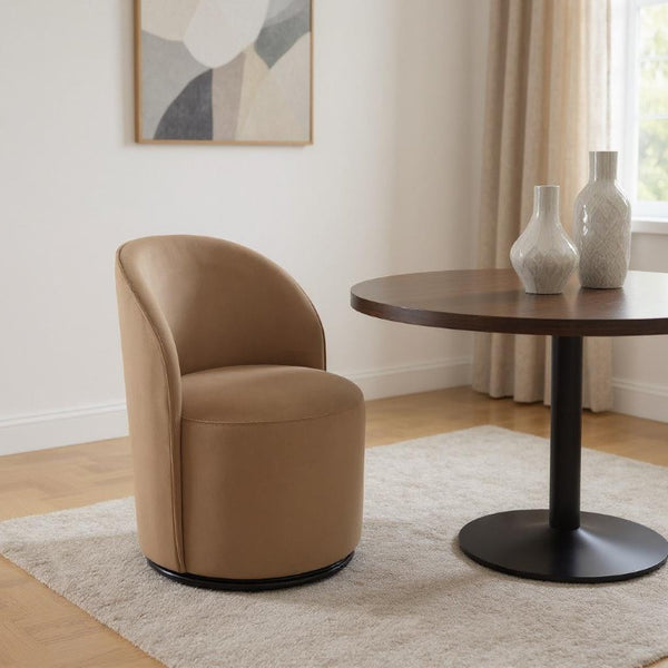 Velvet Swivel Arm Chair with Curved Back for Elegant and Stylish Dining Room Seating