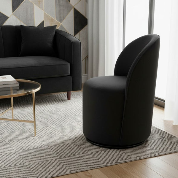 Velvet Swivel Arm Chair with Curved Back for Elegant and Stylish Dining Room Seating