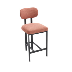 HomeRoots Set of Two Modern 26" Orange Upholstered Bar Chairs with Sleek Black Metal Frame for Comfort 694698