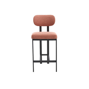 HomeRoots Set of Two Modern 26" Orange Upholstered Bar Chairs with Sleek Black Metal Frame for Comfort 694698