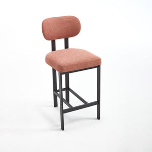 HomeRoots Set of Two Modern 26" Orange Upholstered Bar Chairs with Sleek Black Metal Frame for Comfort 694698