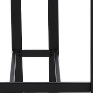 HomeRoots Set of Two Sleek 26" White Fabric & Black Metal Counter Height Bar Chairs for Modern Spaces 694699