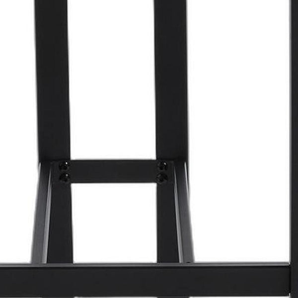 HomeRoots Set of Two Sleek 26" White Fabric & Black Metal Counter Height Bar Chairs for Modern Spaces 694699