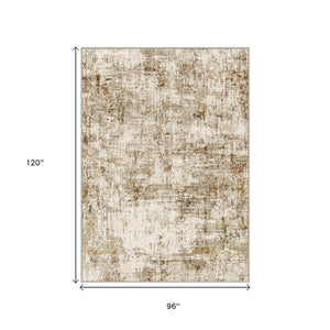 HomeRoots 8' Brown and Ivory Abstract Washable Area Rug - Modern Durable Design for High-Traffic Homes 8' X 10' 694700
