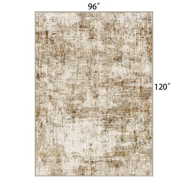 HomeRoots 8' Brown and Ivory Abstract Washable Area Rug - Modern Durable Design for High-Traffic Homes 8' X 10' 694700