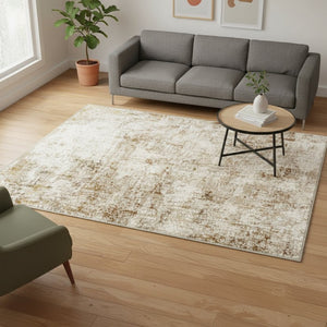 HomeRoots 9' Brown and Ivory Abstract Washable Area Rug - Durable, Stain-Resistant, Perfect for Busy Homes! 9' X 12' 694701