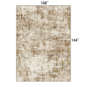 HomeRoots 9' Brown and Ivory Abstract Washable Area Rug - Durable, Stain-Resistant, Perfect for Busy Homes! 9' X 12' 694701