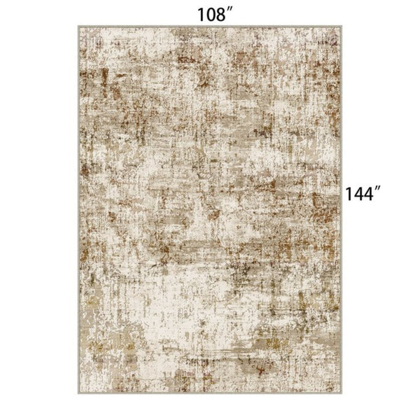 HomeRoots 9' Brown and Ivory Abstract Washable Area Rug - Durable, Stain-Resistant, Perfect for Busy Homes! 9' X 12' 694701
