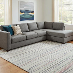 HomeRoots 8' Striped Area Rug in Beige, Pink & Purple – Washable, UV-Protected, Soft & Durable for Any Space 694705