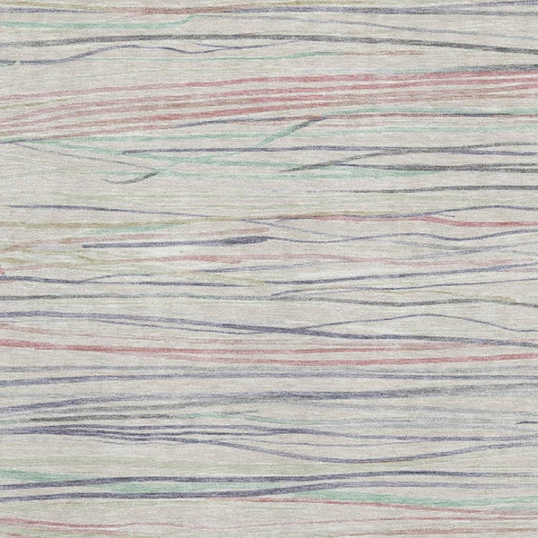 HomeRoots 8' Striped Area Rug in Beige, Pink & Purple – Washable, UV-Protected, Soft & Durable for Any Space 694705
