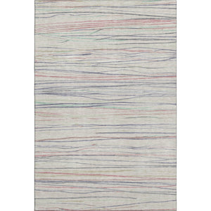 HomeRoots 9' X 12' Washable Beige Pink Purple Striped Area Rug with UV Protection for High-Traffic Spaces 694706