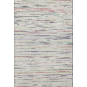 HomeRoots 9' X 12' Washable Beige Pink Purple Striped Area Rug with UV Protection for High-Traffic Spaces 694706