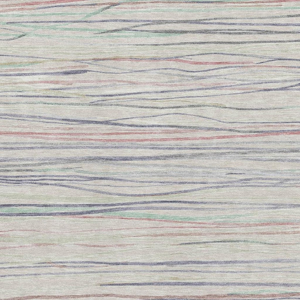 HomeRoots 10' Striped Beige, Pink & Purple Washable Area Rug – Durable, UV-Protected & Non-Slip Design for Homes 694707