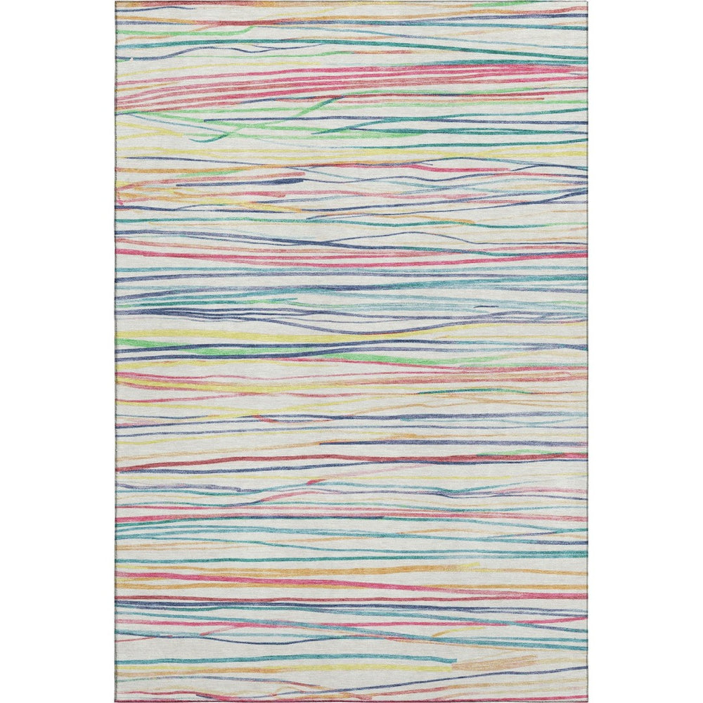 HomeRoots 9' X 12' Vibrant Striped Area Rug with UV Protection - Easy-Care, Stain Resistant, Non-Slip Design 694712