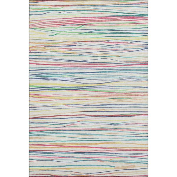HomeRoots 9' X 12' Vibrant Striped Area Rug with UV Protection - Easy-Care, Stain Resistant, Non-Slip Design 694712