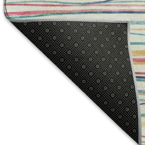 HomeRoots 9' X 12' Vibrant Striped Area Rug with UV Protection - Easy-Care, Stain Resistant, Non-Slip Design 694712