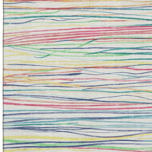 HomeRoots 9' X 12' Vibrant Striped Area Rug with UV Protection - Easy-Care, Stain Resistant, Non-Slip Design 694712