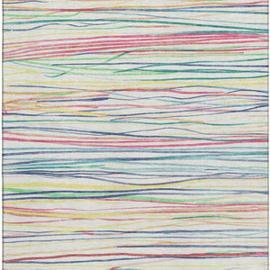 HomeRoots 9' X 12' Vibrant Striped Area Rug with UV Protection - Easy-Care, Stain Resistant, Non-Slip Design 694712