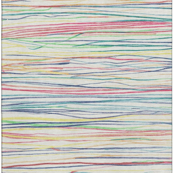 HomeRoots 9' X 12' Vibrant Striped Area Rug with UV Protection - Easy-Care, Stain Resistant, Non-Slip Design 694712