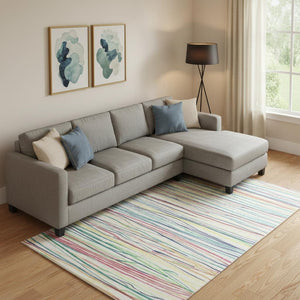 HomeRoots 10' Vibrant Striped Area Rug – Washable, UV-Protected & Stain Resistant for High-Traffic Spaces 694713