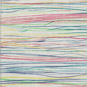 HomeRoots 10' Vibrant Striped Area Rug – Washable, UV-Protected & Stain Resistant for High-Traffic Spaces 694713