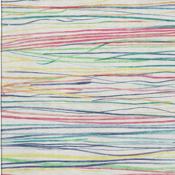 HomeRoots 10' Vibrant Striped Area Rug – Washable, UV-Protected & Stain Resistant for High-Traffic Spaces 694713