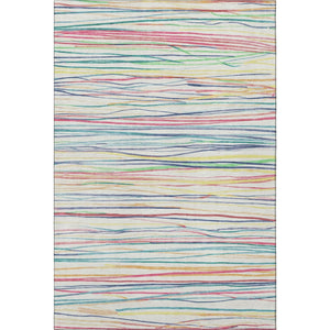 HomeRoots 10' Vibrant Striped Area Rug – Washable, UV-Protected & Stain Resistant for High-Traffic Spaces 694713