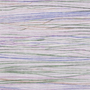 HomeRoots 5' X 8' Washable Lavender, Ivory & Green Striped Area Rug with UV Protection for Family Spaces 694715