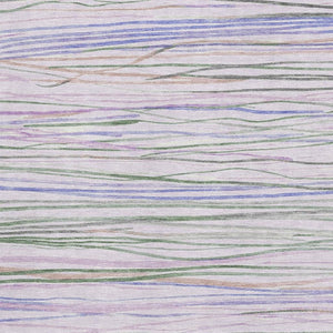 HomeRoots 8' Stylish Lavender, Ivory & Green Striped Washable Area Rug with UV Protection for Busy Homes 694717