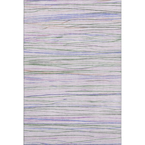 HomeRoots 9' X 12' Stylish Lavender and Green Striped Area Rug – Washable, UV-Proof, Pet-Friendly Design! 694718