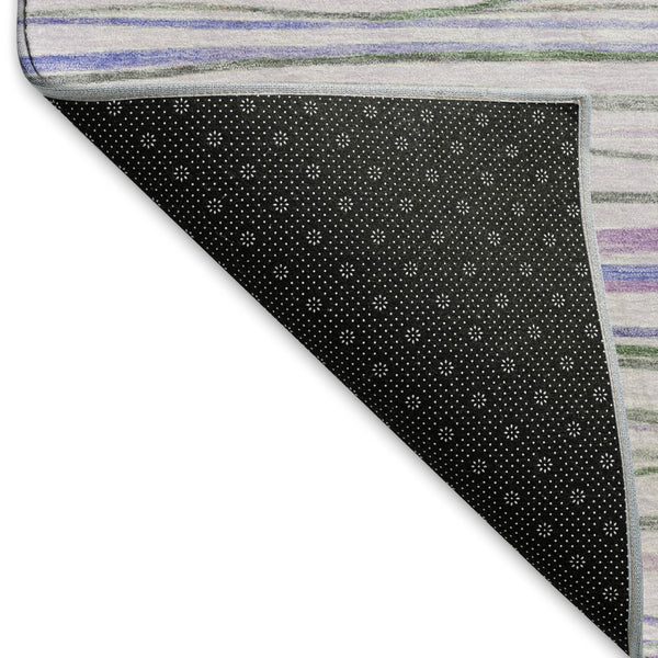 HomeRoots 9' X 12' Stylish Lavender and Green Striped Area Rug – Washable, UV-Proof, Pet-Friendly Design! 694718