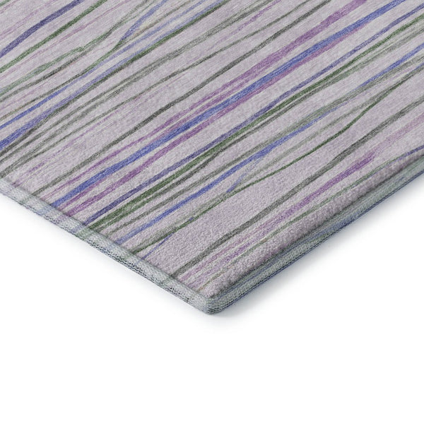 HomeRoots 9' X 12' Stylish Lavender and Green Striped Area Rug – Washable, UV-Proof, Pet-Friendly Design! 694718