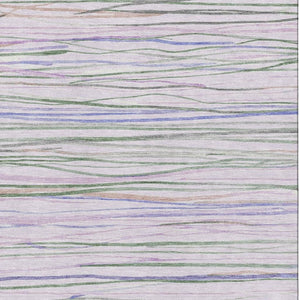 HomeRoots 10' X 14' Stylish Lavender, Ivory & Green Striped Washable Area Rug with UV Protection & Non-Slip Backing 694719