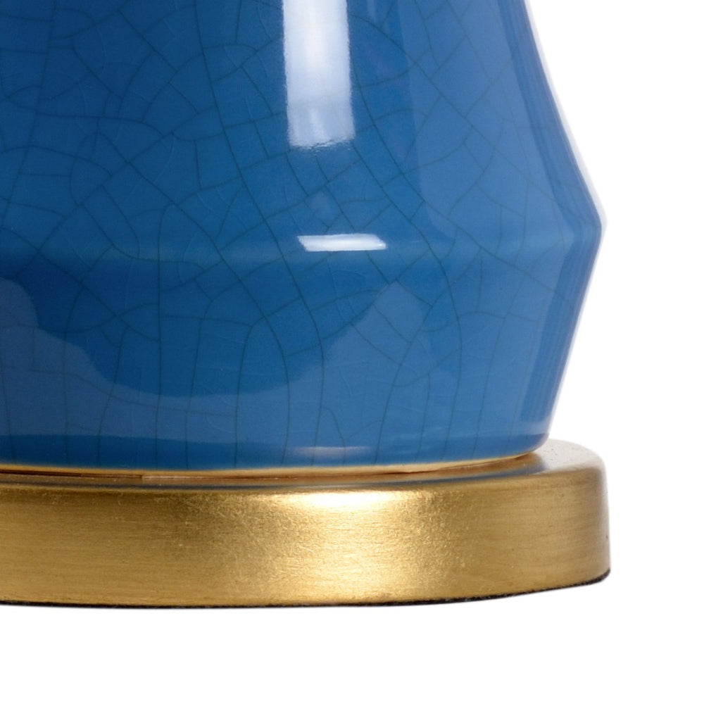 Chelsea House Bel Air Lamp In Blue Crackle Glaze With Antique Gold Leaf Base, Brass Trim — Jamie Merida Design 69472