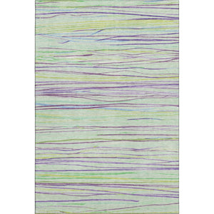HomeRoots 5' X 8' Colorful Striped Area Rug in Mint Green, Lavender & Lime – Washable, UV-Protected & Durable! 694721