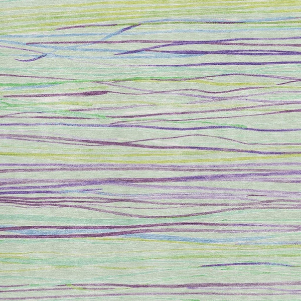 HomeRoots 5' X 8' Colorful Striped Area Rug in Mint Green, Lavender & Lime – Washable, UV-Protected & Durable! 694721