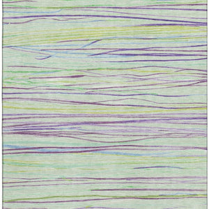 HomeRoots 5' X 8' Colorful Striped Area Rug in Mint Green, Lavender & Lime – Washable, UV-Protected & Durable! 694721