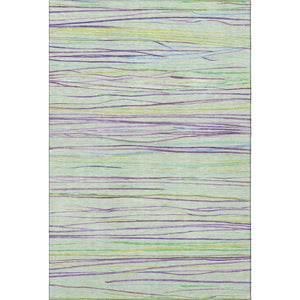 HomeRoots 10' X 14' Vibrant Mint Green & Lavender Striped Washable Area Rug with UV Protection for All Spaces 694725