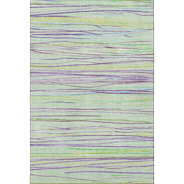 HomeRoots 10' X 14' Vibrant Mint Green & Lavender Striped Washable Area Rug with UV Protection for All Spaces 694725