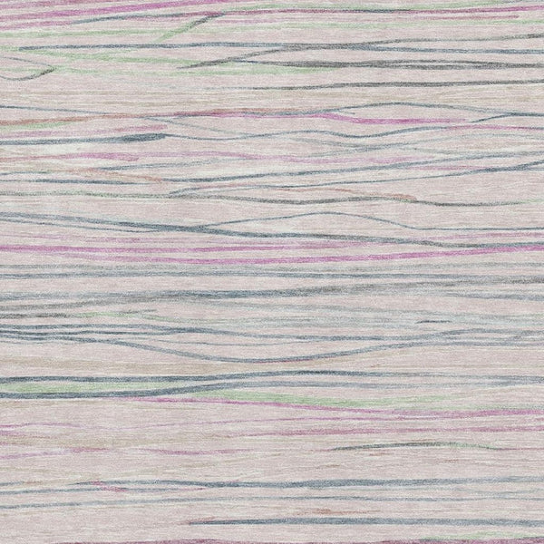 HomeRoots 8' Washable Striped Area Rug in Pink, Mint Green & Ivory - Stain Resistant, UV Protected & Non-Slip 694729