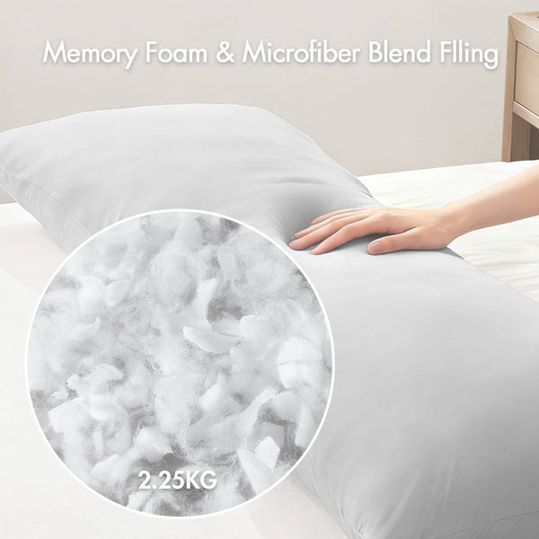 English Elm 1- Piece Full Body Cooling Pillow with Nylon Spandex Cover for Side Sleepers Light Grey B035P482976