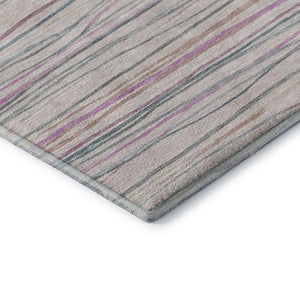 HomeRoots 9' X 12' Stylish Striped Washable Area Rug in Pink, Mint Green, and Ivory - UV Protected & Durable! 694730
