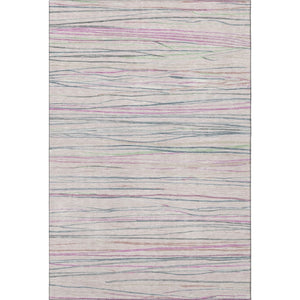 HomeRoots 9' X 12' Stylish Striped Washable Area Rug in Pink, Mint Green, and Ivory - UV Protected & Durable! 694730