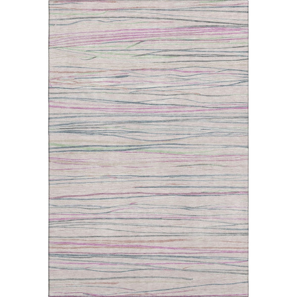 HomeRoots 10' Stylish Pink Mint Green Ivory Striped Washable Area Rug with UV Protection for Any Room 694731