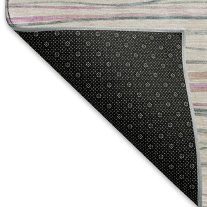 HomeRoots 10' Stylish Pink Mint Green Ivory Striped Washable Area Rug with UV Protection for Any Room 694731