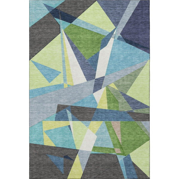 HomeRoots 8' Contemporary Blue Green Gray Washable Area Rug with UV Protection for High-Traffic Spaces 694741
