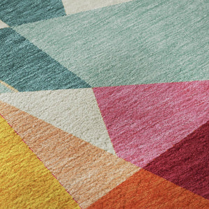 HomeRoots 8' X 8' Vibrant Geometric Washable Round Rug with UV Protection - Durable, Stain-Resistant, Non-Slip! 694752
