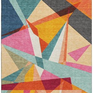 HomeRoots 8' Vibrant Geometric Washable Area Rug with UV Protection - Perfect for Kids, Pets & Style! 694753