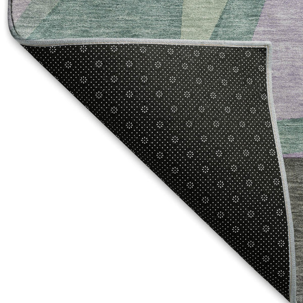 HomeRoots 9' X 12' Stylish Purple, Ivory & Teal Geometric Washable Area Rug with UV Protection for Homes 694760